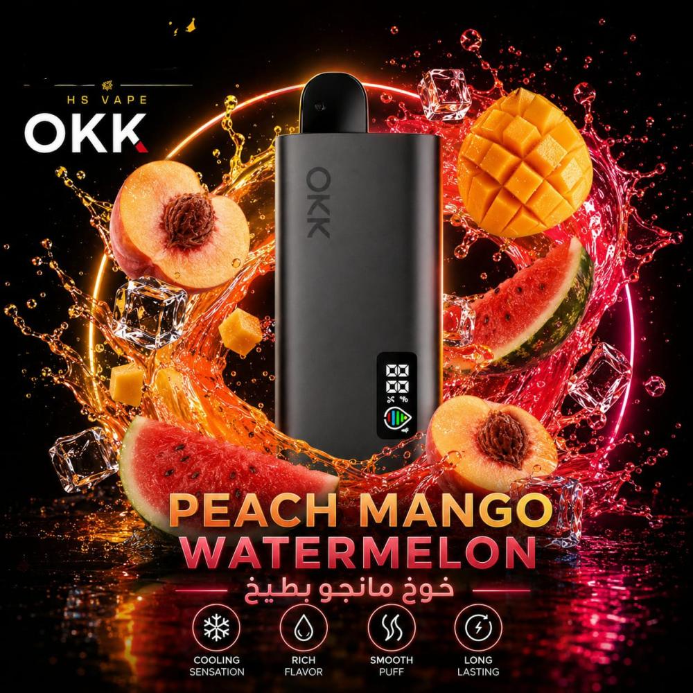 فيب سحبة اوك 35 ألف موشة نكهة خوخ مانجو بطيخ - OKK Vape 35,000 Puffs Peach Mango Watermelon