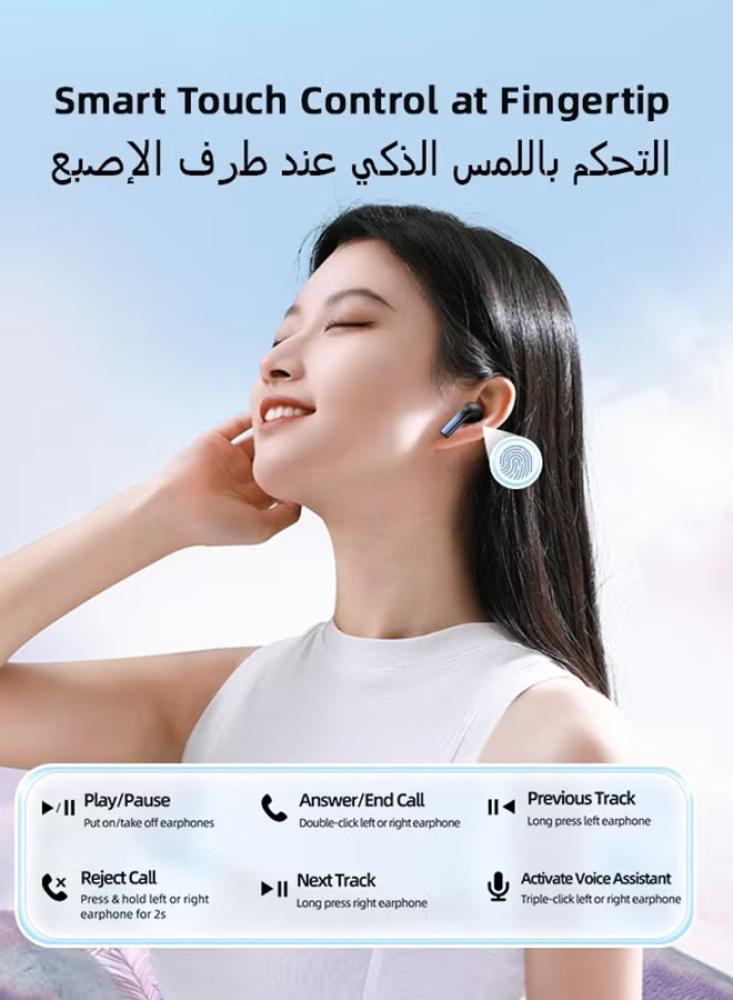 JR-PB1 صحيح سماعات بلوتوث لاسلكية 4 ميكرفون شبه في الأذن سماعات أذن TWS ENC تقليل ضوضاء المكالمات بلوتوث 5.3 أبيض