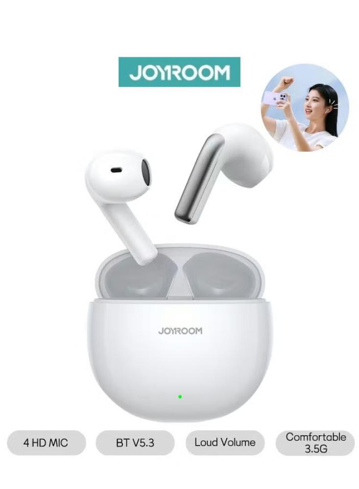 JR-PB1 صحيح سماعات بلوتوث لاسلكية 4 ميكرفون شبه في الأذن سماعات أذن TWS ENC تقليل ضوضاء المكالمات بلوتوث 5.3 أبيض